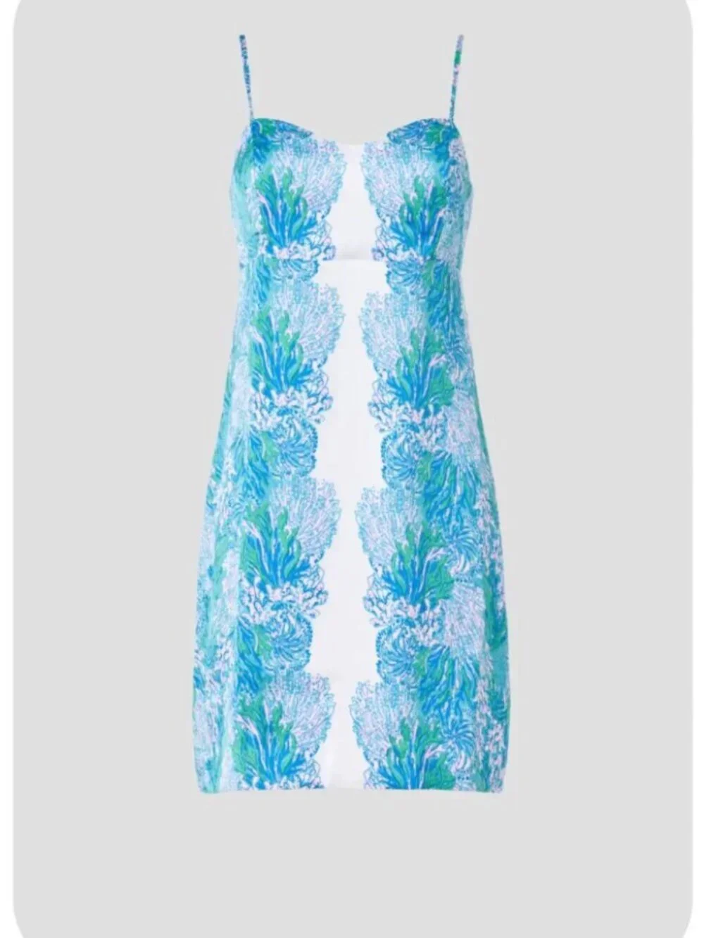 Lilly Pulitzer Gillian Satin Slip Mini Dress Las Olas Aqua blue coral print 6 - Picture 2 of 9